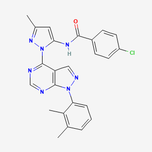 molecular formula C24H20ClN7O B6567309 4-chloro-N-{1-[1-(2,3-dimethylphenyl)-1H-pyrazolo[3,4-d]pyrimidin-4-yl]-3-methyl-1H-pyrazol-5-yl}benzamide CAS No. 1005715-02-5