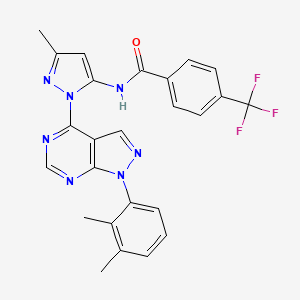 molecular formula C25H20F3N7O B6567318 N-{1-[1-(2,3-dimethylphenyl)-1H-pyrazolo[3,4-d]pyrimidin-4-yl]-3-methyl-1H-pyrazol-5-yl}-4-(trifluoromethyl)benzamide CAS No. 1005715-23-0