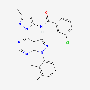 molecular formula C24H20ClN7O B6567322 3-chloro-N-{1-[1-(2,3-dimethylphenyl)-1H-pyrazolo[3,4-d]pyrimidin-4-yl]-3-methyl-1H-pyrazol-5-yl}benzamide CAS No. 1007173-32-1