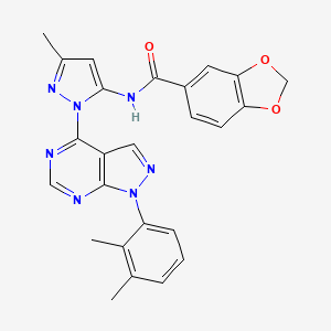 molecular formula C25H21N7O3 B6567334 N-{1-[1-(2,3-dimethylphenyl)-1H-pyrazolo[3,4-d]pyrimidin-4-yl]-3-methyl-1H-pyrazol-5-yl}-2H-1,3-benzodioxole-5-carboxamide CAS No. 1005714-91-9
