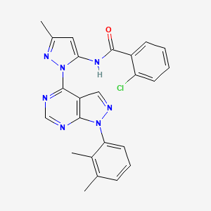 molecular formula C24H20ClN7O B6567352 2-chloro-N-{1-[1-(2,3-dimethylphenyl)-1H-pyrazolo[3,4-d]pyrimidin-4-yl]-3-methyl-1H-pyrazol-5-yl}benzamide CAS No. 1006275-13-3