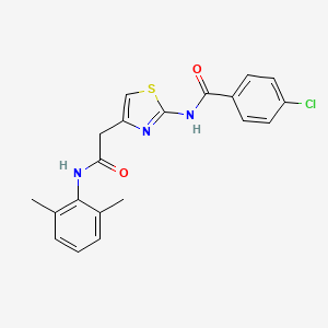 molecular formula C20H18ClN3O2S B6567353 4-chloro-N-(4-{[(2,6-dimethylphenyl)carbamoyl]methyl}-1,3-thiazol-2-yl)benzamide CAS No. 921585-06-0