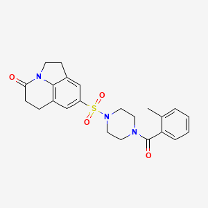 molecular formula C23H25N3O4S B6567392 6-{[4-(2-methylbenzoyl)piperazin-1-yl]sulfonyl}-1-azatricyclo[6.3.1.0^{4,12}]dodeca-4(12),5,7-trien-11-one CAS No. 946360-99-2