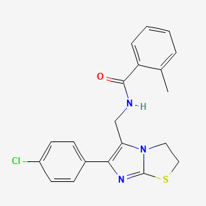 molecular formula C20H18ClN3OS B6567400 N-{[6-(4-chlorophenyl)-2H,3H-imidazo[2,1-b][1,3]thiazol-5-yl]methyl}-2-methylbenzamide CAS No. 946199-81-1