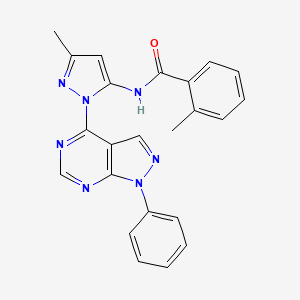 molecular formula C23H19N7O B6567413 2-methyl-N-(3-methyl-1-{1-phenyl-1H-pyrazolo[3,4-d]pyrimidin-4-yl}-1H-pyrazol-5-yl)benzamide CAS No. 1005922-13-3