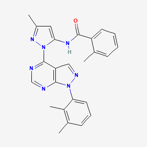 molecular formula C25H23N7O B6567419 N-{1-[1-(2,3-dimethylphenyl)-1H-pyrazolo[3,4-d]pyrimidin-4-yl]-3-methyl-1H-pyrazol-5-yl}-2-methylbenzamide CAS No. 1007173-20-7