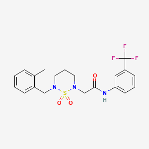 molecular formula C20H22F3N3O3S B6567439 2-{6-[(2-methylphenyl)methyl]-1,1-dioxo-1lambda6,2,6-thiadiazinan-2-yl}-N-[3-(trifluoromethyl)phenyl]acetamide CAS No. 1021253-38-2