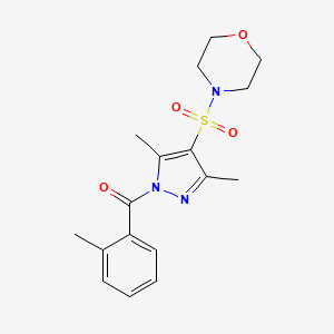 molecular formula C17H21N3O4S B6567440 4-{[3,5-dimethyl-1-(2-methylbenzoyl)-1H-pyrazol-4-yl]sulfonyl}morpholine CAS No. 1020453-47-7
