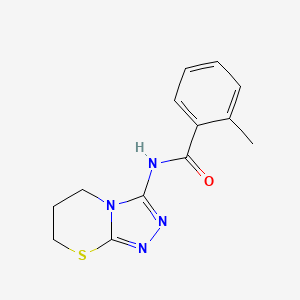 molecular formula C13H14N4OS B6567448 2-methyl-N-{5H,6H,7H-[1,2,4]triazolo[3,4-b][1,3]thiazin-3-yl}benzamide CAS No. 946351-36-6