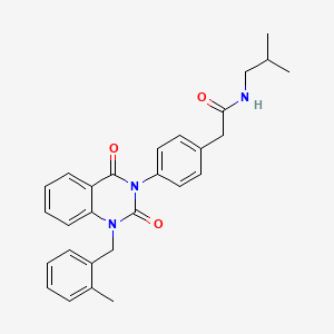 molecular formula C28H29N3O3 B6567464 2-(4-{1-[(2-methylphenyl)methyl]-2,4-dioxo-1,2,3,4-tetrahydroquinazolin-3-yl}phenyl)-N-(2-methylpropyl)acetamide CAS No. 1021224-79-2