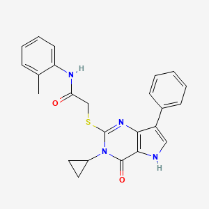 molecular formula C24H22N4O2S B6567498 2-({3-cyclopropyl-4-oxo-7-phenyl-3H,4H,5H-pyrrolo[3,2-d]pyrimidin-2-yl}sulfanyl)-N-(2-methylphenyl)acetamide CAS No. 1021265-48-4