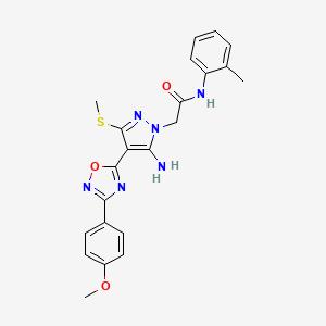 molecular formula C22H22N6O3S B6567506 2-{5-amino-4-[3-(4-methoxyphenyl)-1,2,4-oxadiazol-5-yl]-3-(methylsulfanyl)-1H-pyrazol-1-yl}-N-(2-methylphenyl)acetamide CAS No. 1172509-78-2