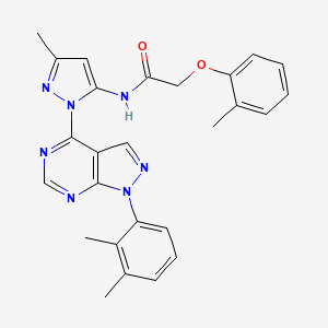 molecular formula C26H25N7O2 B6567554 N-{1-[1-(2,3-dimethylphenyl)-1H-pyrazolo[3,4-d]pyrimidin-4-yl]-3-methyl-1H-pyrazol-5-yl}-2-(2-methylphenoxy)acetamide CAS No. 1006275-39-3