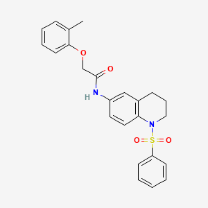 molecular formula C24H24N2O4S B6567556 N-[1-(benzenesulfonyl)-1,2,3,4-tetrahydroquinolin-6-yl]-2-(2-methylphenoxy)acetamide CAS No. 946259-70-7