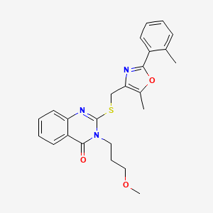 molecular formula C24H25N3O3S B6567572 3-(3-methoxypropyl)-2-({[5-methyl-2-(2-methylphenyl)-1,3-oxazol-4-yl]methyl}sulfanyl)-3,4-dihydroquinazolin-4-one CAS No. 1021256-55-2