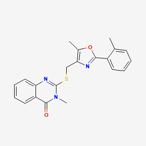 molecular formula C21H19N3O2S B6567573 3-methyl-2-({[5-methyl-2-(2-methylphenyl)-1,3-oxazol-4-yl]methyl}sulfanyl)-3,4-dihydroquinazolin-4-one CAS No. 1021222-10-5