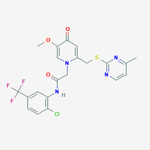 molecular formula C21H18ClF3N4O3S B6567594 N-[2-chloro-5-(trifluoromethyl)phenyl]-2-(5-methoxy-2-{[(4-methylpyrimidin-2-yl)sulfanyl]methyl}-4-oxo-1,4-dihydropyridin-1-yl)acetamide CAS No. 920408-79-3