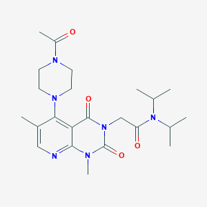 molecular formula C23H34N6O4 B6567608 2-[5-(4-acetylpiperazin-1-yl)-1,6-dimethyl-2,4-dioxo-1H,2H,3H,4H-pyrido[2,3-d]pyrimidin-3-yl]-N,N-bis(propan-2-yl)acetamide CAS No. 1021206-46-1