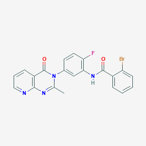 molecular formula C21H14BrFN4O2 B6567621 2-bromo-N-(2-fluoro-5-{2-methyl-4-oxo-3H,4H-pyrido[2,3-d]pyrimidin-3-yl}phenyl)benzamide CAS No. 921867-44-9