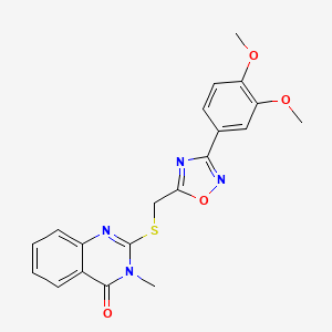 molecular formula C20H18N4O4S B6567659 2-({[3-(3,4-dimethoxyphenyl)-1,2,4-oxadiazol-5-yl]methyl}sulfanyl)-3-methyl-3,4-dihydroquinazolin-4-one CAS No. 1021211-56-2