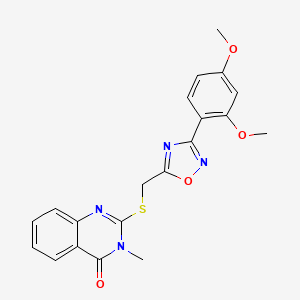 molecular formula C20H18N4O4S B6567667 2-({[3-(2,4-dimethoxyphenyl)-1,2,4-oxadiazol-5-yl]methyl}sulfanyl)-3-methyl-3,4-dihydroquinazolin-4-one CAS No. 1021208-96-7