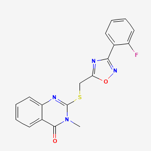 molecular formula C18H13FN4O2S B6567674 2-({[3-(2-fluorophenyl)-1,2,4-oxadiazol-5-yl]methyl}sulfanyl)-3-methyl-3,4-dihydroquinazolin-4-one CAS No. 1021208-98-9