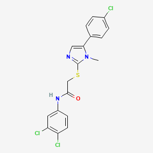 molecular formula C18H14Cl3N3OS B6567678 2-{[5-(4-chlorophenyl)-1-methyl-1H-imidazol-2-yl]sulfanyl}-N-(3,4-dichlorophenyl)acetamide CAS No. 923157-34-0