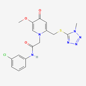 molecular formula C17H17ClN6O3S B6567686 N-(3-chlorophenyl)-2-(5-methoxy-2-{[(1-methyl-1H-1,2,3,4-tetrazol-5-yl)sulfanyl]methyl}-4-oxo-1,4-dihydropyridin-1-yl)acetamide CAS No. 920174-85-2
