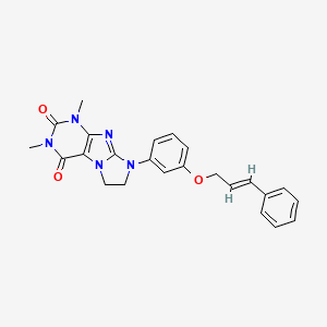 molecular formula C24H23N5O3 B6567693 1,3-dimethyl-8-(3-{[(2E)-3-phenylprop-2-en-1-yl]oxy}phenyl)-1H,2H,3H,4H,6H,7H,8H-imidazo[1,2-g]purine-2,4-dione CAS No. 1021211-52-8