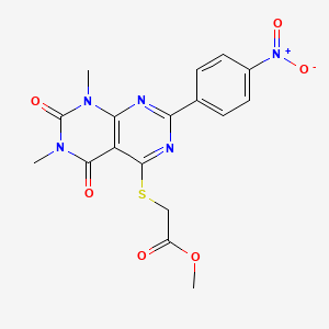 molecular formula C17H15N5O6S B6567696 methyl 2-{[6,8-dimethyl-2-(4-nitrophenyl)-5,7-dioxo-5H,6H,7H,8H-[1,3]diazino[4,5-d]pyrimidin-4-yl]sulfanyl}acetate CAS No. 847190-73-2