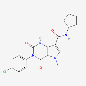 molecular formula C19H19ClN4O3 B6567698 3-(4-chlorophenyl)-N-cyclopentyl-5-methyl-2,4-dioxo-1H,2H,3H,4H,5H-pyrrolo[3,2-d]pyrimidine-7-carboxamide CAS No. 921851-02-7