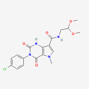 molecular formula C18H19ClN4O5 B6567714 3-(4-chlorophenyl)-N-(2,2-dimethoxyethyl)-5-methyl-2,4-dioxo-1H,2H,3H,4H,5H-pyrrolo[3,2-d]pyrimidine-7-carboxamide CAS No. 921850-96-6