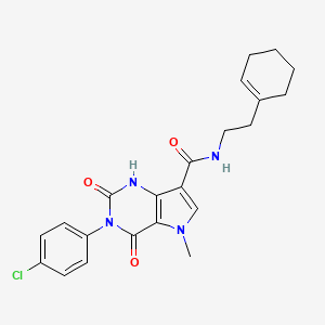 molecular formula C22H23ClN4O3 B6567721 3-(4-chlorophenyl)-N-[2-(cyclohex-1-en-1-yl)ethyl]-5-methyl-2,4-dioxo-1H,2H,3H,4H,5H-pyrrolo[3,2-d]pyrimidine-7-carboxamide CAS No. 921851-08-3