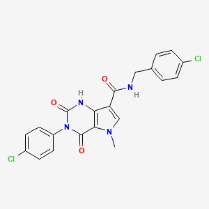 molecular formula C21H16Cl2N4O3 B6567724 3-(4-chlorophenyl)-N-[(4-chlorophenyl)methyl]-5-methyl-2,4-dioxo-1H,2H,3H,4H,5H-pyrrolo[3,2-d]pyrimidine-7-carboxamide CAS No. 921509-22-0