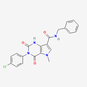 molecular formula C21H17ClN4O3 B6567729 N-benzyl-3-(4-chlorophenyl)-5-methyl-2,4-dioxo-1H,2H,3H,4H,5H-pyrrolo[3,2-d]pyrimidine-7-carboxamide CAS No. 921509-16-2