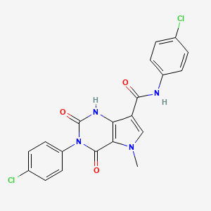 molecular formula C20H14Cl2N4O3 B6567738 N,3-bis(4-chlorophenyl)-5-methyl-2,4-dioxo-1H,2H,3H,4H,5H-pyrrolo[3,2-d]pyrimidine-7-carboxamide CAS No. 921851-48-1
