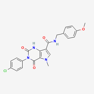 molecular formula C22H19ClN4O4 B6567740 3-(4-chlorophenyl)-N-[(4-methoxyphenyl)methyl]-5-methyl-2,4-dioxo-1H,2H,3H,4H,5H-pyrrolo[3,2-d]pyrimidine-7-carboxamide CAS No. 921574-12-1