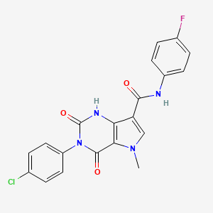 molecular formula C20H14ClFN4O3 B6567742 3-(4-chlorophenyl)-N-(4-fluorophenyl)-5-methyl-2,4-dioxo-1H,2H,3H,4H,5H-pyrrolo[3,2-d]pyrimidine-7-carboxamide CAS No. 921574-60-9