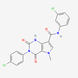 molecular formula C20H14Cl2N4O3 B6567757 N-(3-chlorophenyl)-3-(4-chlorophenyl)-5-methyl-2,4-dioxo-1H,2H,3H,4H,5H-pyrrolo[3,2-d]pyrimidine-7-carboxamide CAS No. 921509-37-7