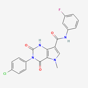 molecular formula C20H14ClFN4O3 B6567764 3-(4-chlorophenyl)-N-(3-fluorophenyl)-5-methyl-2,4-dioxo-1H,2H,3H,4H,5H-pyrrolo[3,2-d]pyrimidine-7-carboxamide CAS No. 921851-43-6