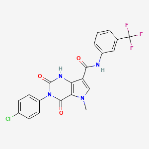 molecular formula C21H14ClF3N4O3 B6567770 3-(4-chlorophenyl)-5-methyl-2,4-dioxo-N-[3-(trifluoromethyl)phenyl]-1H,2H,3H,4H,5H-pyrrolo[3,2-d]pyrimidine-7-carboxamide CAS No. 921574-76-7