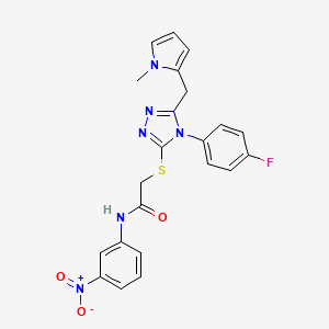 molecular formula C22H19FN6O3S B6567776 2-{[4-(4-fluorophenyl)-5-[(1-methyl-1H-pyrrol-2-yl)methyl]-4H-1,2,4-triazol-3-yl]sulfanyl}-N-(3-nitrophenyl)acetamide CAS No. 847393-97-9