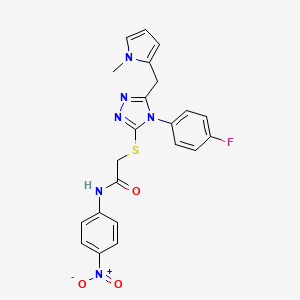 molecular formula C22H19FN6O3S B6567781 2-{[4-(4-fluorophenyl)-5-[(1-methyl-1H-pyrrol-2-yl)methyl]-4H-1,2,4-triazol-3-yl]sulfanyl}-N-(4-nitrophenyl)acetamide CAS No. 847393-98-0