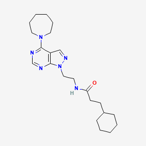 molecular formula C22H34N6O B6567794 N-{2-[4-(azepan-1-yl)-1H-pyrazolo[3,4-d]pyrimidin-1-yl]ethyl}-3-cyclohexylpropanamide CAS No. 1021226-72-1