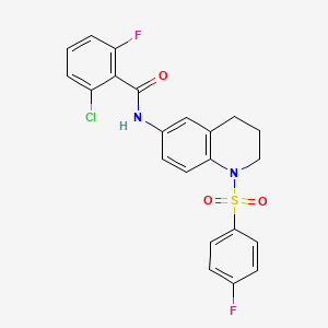molecular formula C22H17ClF2N2O3S B6567803 2-chloro-6-fluoro-N-[1-(4-fluorobenzenesulfonyl)-1,2,3,4-tetrahydroquinolin-6-yl]benzamide CAS No. 946335-32-6