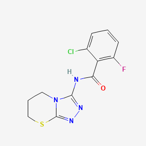 molecular formula C12H10ClFN4OS B6567811 2-chloro-6-fluoro-N-{5H,6H,7H-[1,2,4]triazolo[3,4-b][1,3]thiazin-3-yl}benzamide CAS No. 946222-60-2