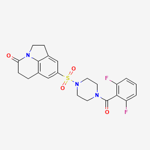 molecular formula C22H21F2N3O4S B6567812 6-{[4-(2,6-difluorobenzoyl)piperazin-1-yl]sulfonyl}-1-azatricyclo[6.3.1.0^{4,12}]dodeca-4(12),5,7-trien-11-one CAS No. 946361-08-6