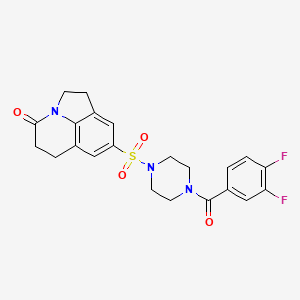 molecular formula C22H21F2N3O4S B6567831 6-{[4-(3,4-difluorobenzoyl)piperazin-1-yl]sulfonyl}-1-azatricyclo[6.3.1.0^{4,12}]dodeca-4(12),5,7-trien-11-one CAS No. 946259-40-1