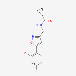 molecular formula C14H12F2N2O2 B6567843 N-{[5-(2,4-difluorophenyl)-1,2-oxazol-3-yl]methyl}cyclopropanecarboxamide CAS No. 1021264-56-1