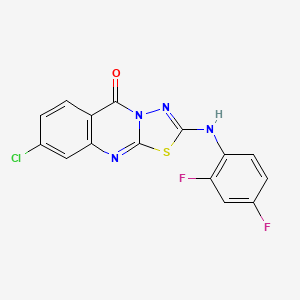 molecular formula C15H7ClF2N4OS B6567846 8-chloro-2-[(2,4-difluorophenyl)amino]-5H-[1,3,4]thiadiazolo[2,3-b]quinazolin-5-one CAS No. 1021224-73-6